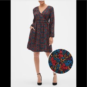 GAP red floral wrap dress